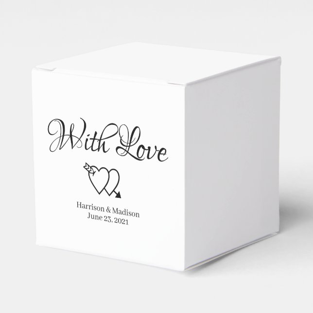 Custom hearts black white Wedding gift Favour Box (Front Side)