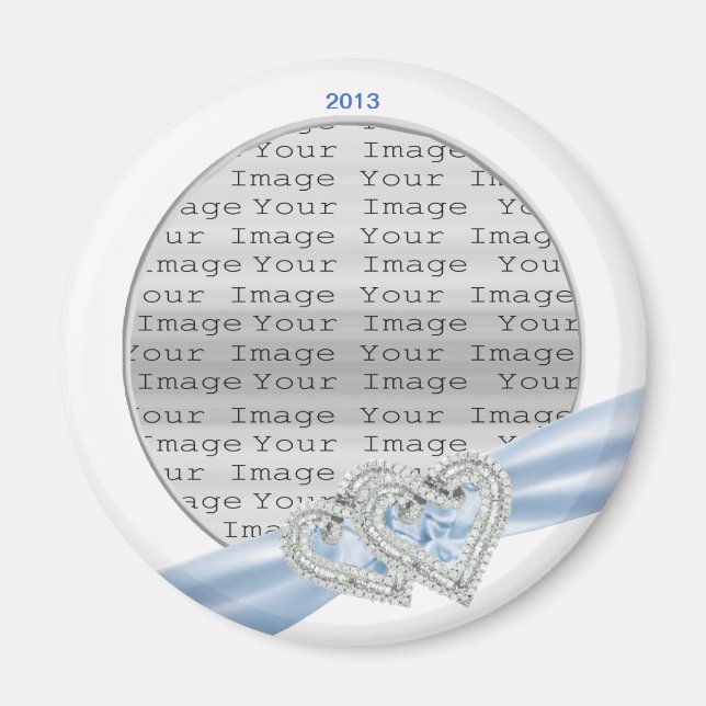 Custom Hearts Ice Blue Ribbon Magnet (Front)