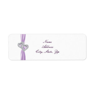 Custom Hearts Lavender Ribbon Address Labels