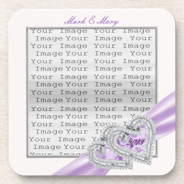 Custom Hearts Lavender Ribbon Coasters (Front)