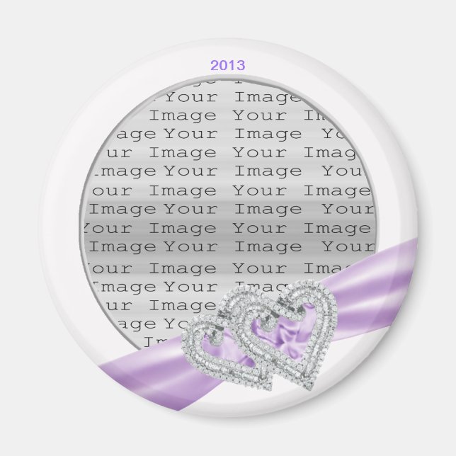 Custom Hearts Lavender Ribbon Magnet (Front)
