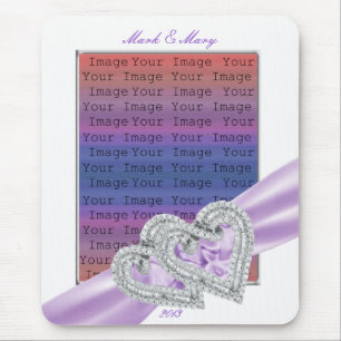 Custom Hearts Lavender Ribbon Mouse Pad