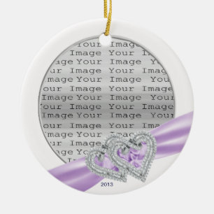Custom Hearts Lavender Ribbon Ornament