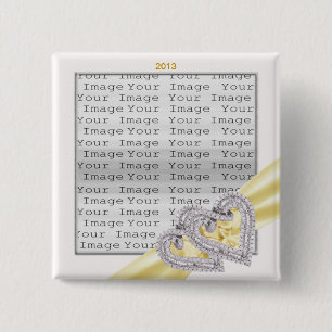 Custom Hearts Lemon Ribbon Button