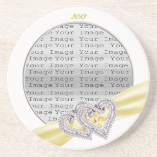 Custom Hearts Lemon Ribbon Coaster