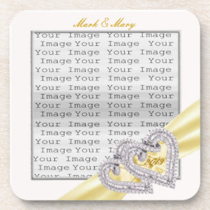 Custom Hearts Lemon Ribbon Coasters