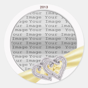 Custom Hearts Lemon Ribbon Stickers