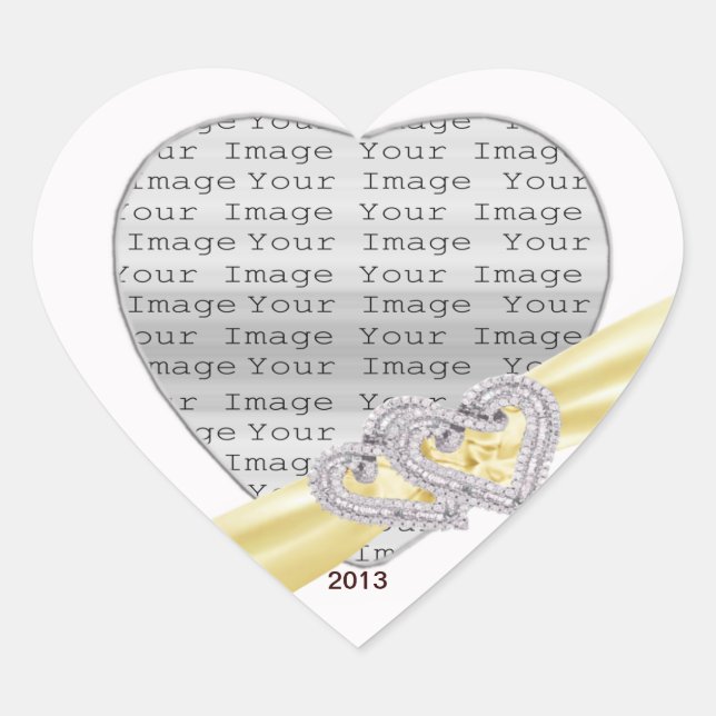 Custom Hearts Lemon Ribbon Stickers (Front)