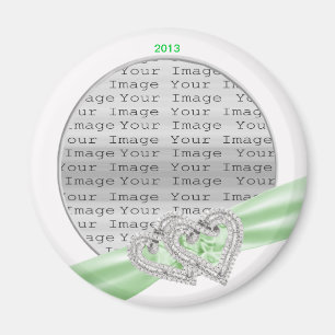 Custom Hearts Lime Ribbon Magnet