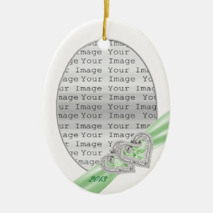 Custom Hearts Lime Ribbon Ornament