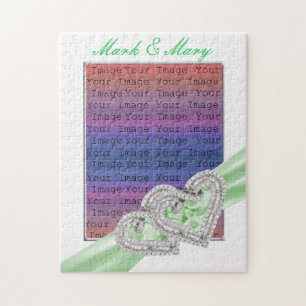Custom Hearts Lime Ribbon Puzzle