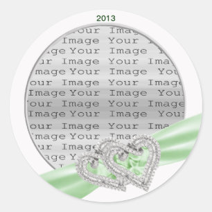 Custom Hearts Lime Ribbon Stickers