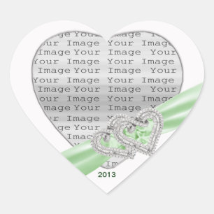 Custom Hearts Lime Ribbon Stickers