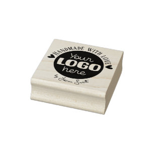 Custom Hearts Logo Handmade Business Branding Rubber Stamp