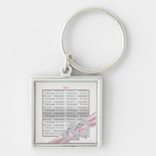 Custom Hearts Pastel Pink Ribbon Key Chain