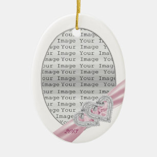 Custom Hearts Pastel Pink Ribbon Ornament