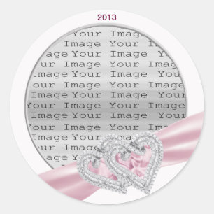 Custom Hearts Pastel Pink Ribbon Stickers
