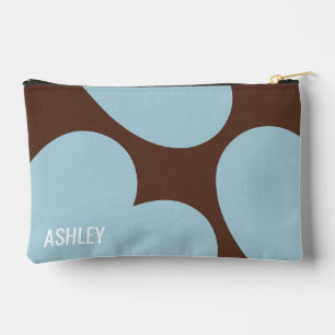 Custom hearts pieces brown blue chic stylish accessory pouch