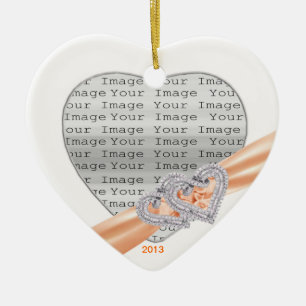 Custom Hearts Tangerine Ribbon Ornament