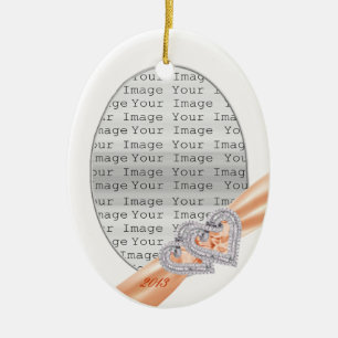 Custom Hearts Tangerine Ribbon Ornament