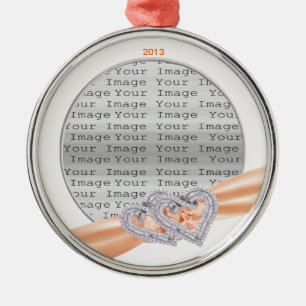 Custom Hearts Tangerine Ribbon Ornament