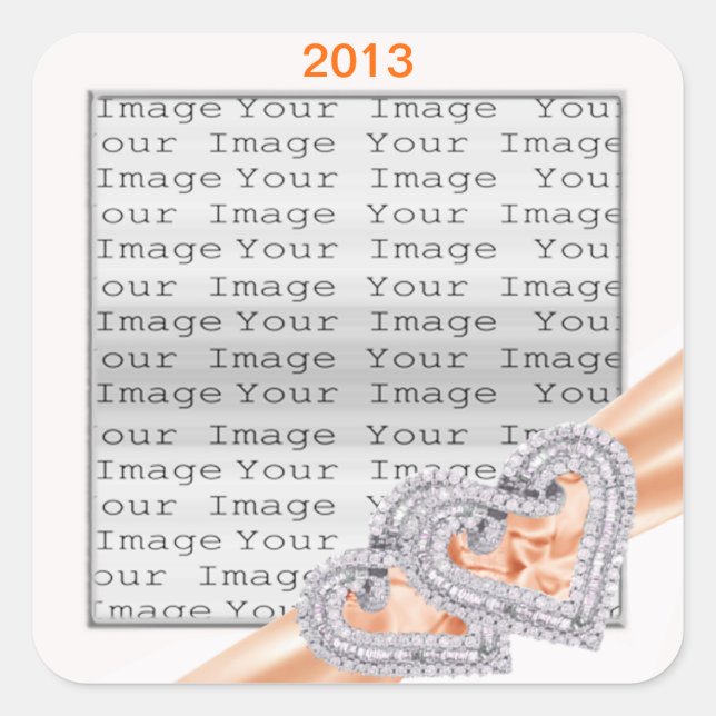 Custom Hearts Tangerine Ribbon Stickers (Front)