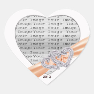 Custom Hearts Tangerine Ribbon Stickers