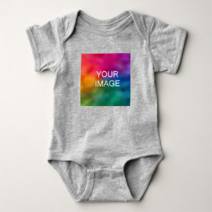 Custom Heather Grey Colour Template Add Image Baby Bodysuit