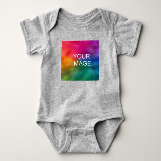 Custom Heather Grey Colour Template Add Image Baby Bodysuit (Front)