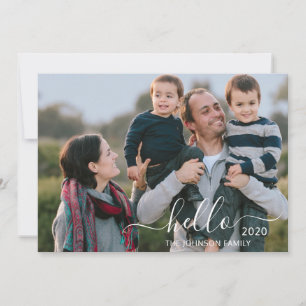 Custom Hello 2 Photo Message Script Happy New Year Holiday Card