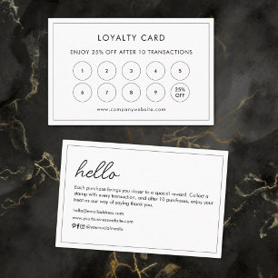 Custom Hello Modern Minimalist White Loyalty Card