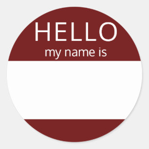 Custom HELLO My Name Is Sticker Badge Blank