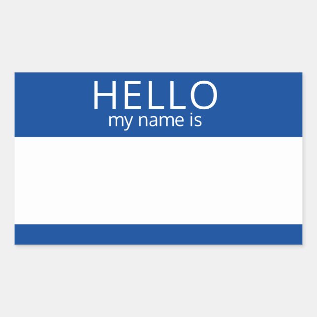 Custom HELLO My Name Is Sticker Badge Blank (Front)