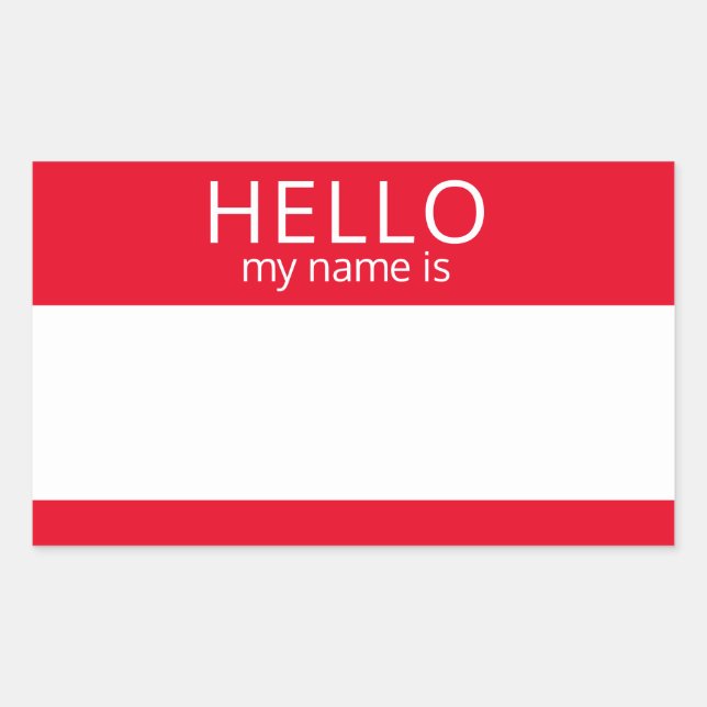 Custom HELLO My Name Is Sticker Badge Blank (Front)