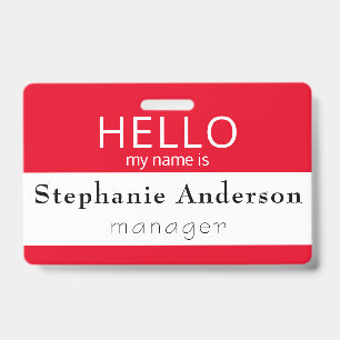 Custom HELLO My Name Is Title Badge ID Badge