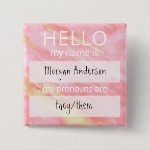 Custom HELLO My Name Pronouns Is Badge