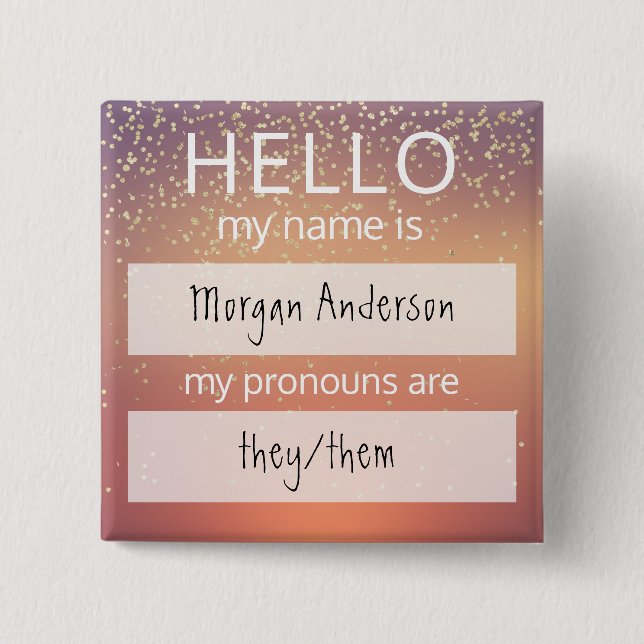 Custom HELLO My Name Pronouns Is Badge (Front)
