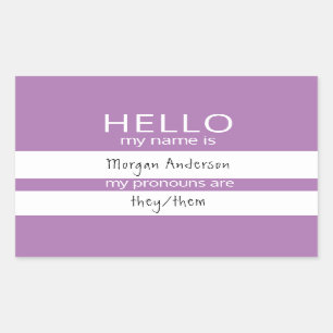 Custom HELLO My Name Pronouns Is Badge Rectangular Sticker
