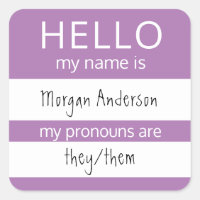 Custom HELLO My Name Pronouns Is Badge