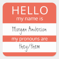 Custom HELLO My Name Pronouns Is Badge
