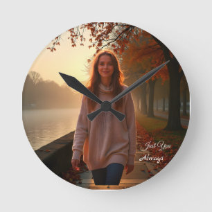 Custom Her Portrait – A Special Gift for Her Round Clock
