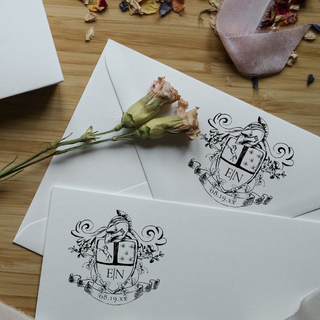 Custom Heraldic Crest Monogram Rubber Stamp (Creator Uploaded)