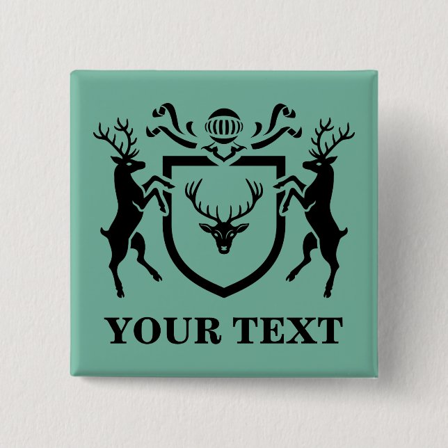Custom Heraldic Deer Blazon 15 Cm Square Badge (Front)