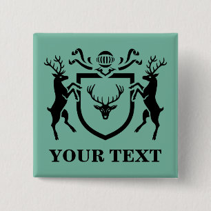 Custom Heraldic Deer Blazon 15 Cm Square Badge