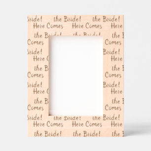 Custom Here Comes the Bride Text Pattern Etched Frames