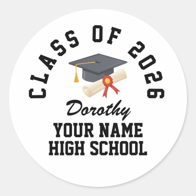 Custom high school graduation party classic round sticker (Front)