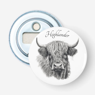 Custom Highland Cow Sketch Art Bottle Opener