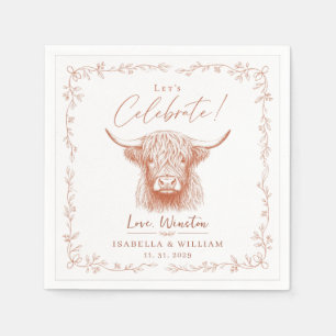 Custom Highland Cow Wedding Celebrate Rustic Farm Napkin