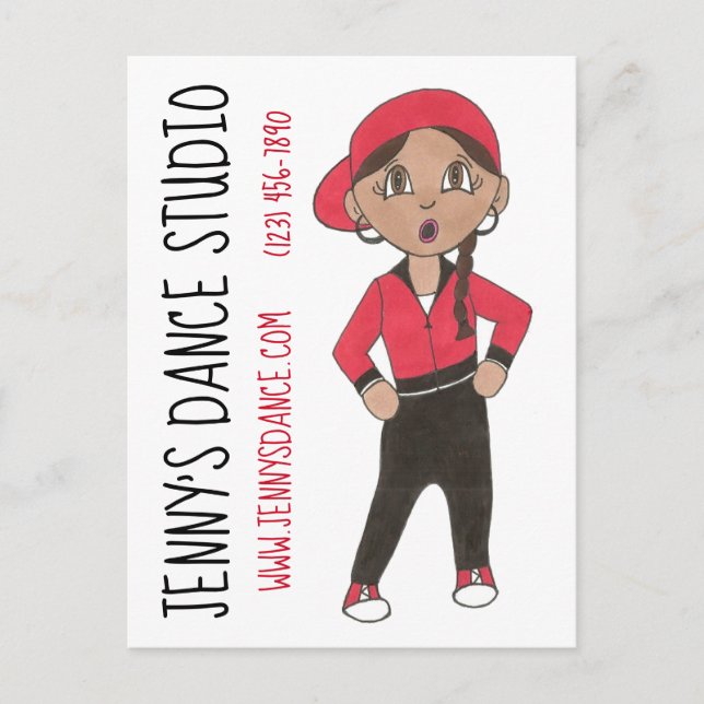 Custom Hip Hop Dance Studio School Class Recital Postcard (Front)