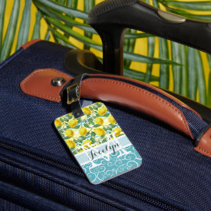 Custom Hip Tropical Summer Lemons Fruit Pattern Luggage Tag
